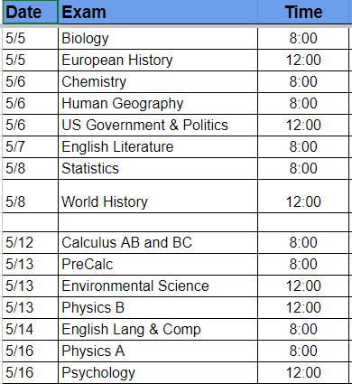AP Schedule 24-25